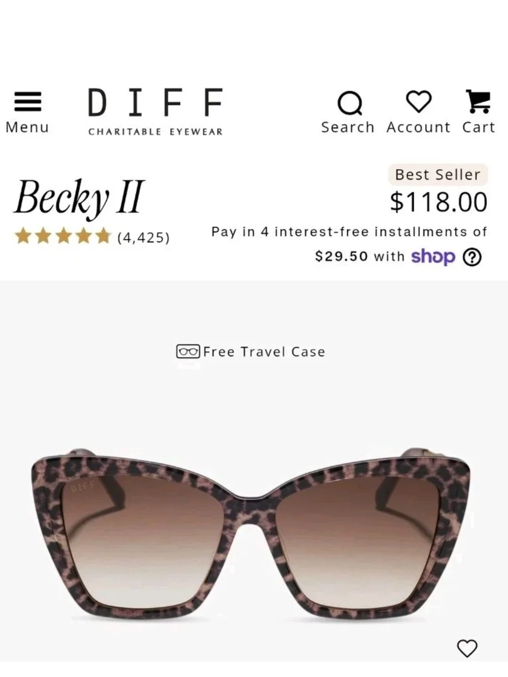 DIFF Becky II LE-GF 30 Sunglasses Tortoise Leopard Women